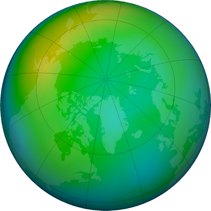 Arctic ozone map for November 2021